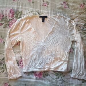 Soft White Ballerina Style Wrap Crop Top